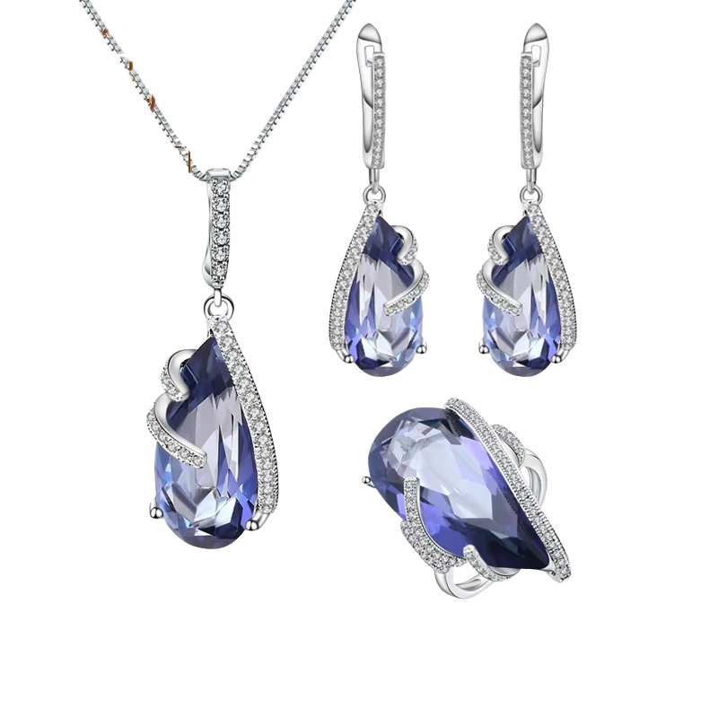Blue Mystic Quartz 925 Silver Jewelry Set