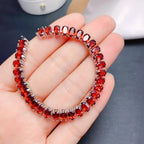 Natural Garnet Tennis Bracelet – 925 Sterling Silver Multi-Stone Women’s Bracelet