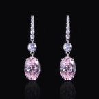 Diamond-Fire Pink CZ Drop Earrings | 925 Sterling Silver Fish Hook Earrings