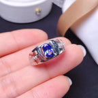 1Ct Natural Tanzanite Men’s Ring – 925 Sterling Silver Statement Ring