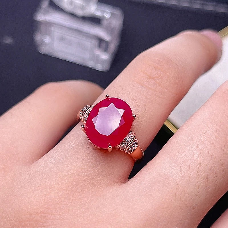 Natural Ruby Ring 925 Sterling Silver Classic Women’s Jewelry