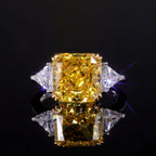 Luxury Fancy Vivid Yellow Diamond-Fire CZ Engagement Ring – 925 Sterling Silver