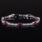Lab Grown Ruby Tennis Bracelet 925 Sterling Silver
