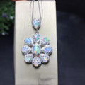 Luxury Natural Opal Flower Necklace – 925 Sterling Silver Handmade Pendant