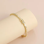 2×4mm Bezel Moissanite Tennis Bracelet in 925 Sterling Silver | 14K Gold Plated Eternity Bracelet