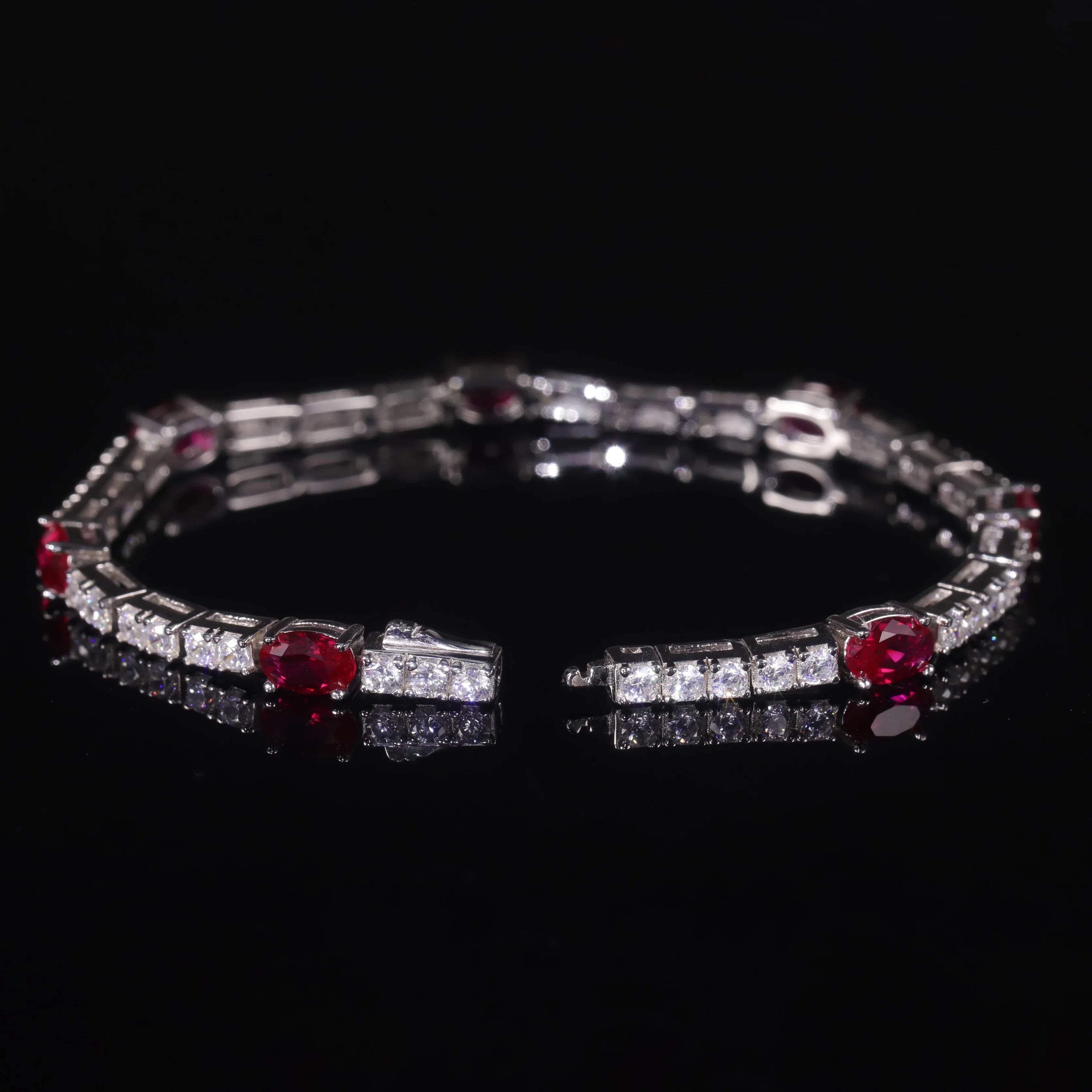 Lab Grown Ruby Tennis Bracelet 925 Sterling Silver