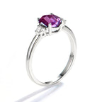 Hexagon Gemstone Ring 925 Sterling Silver Three-Stone Engagement Ring for Women