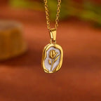Rose Flower Pendant Necklace – Gold Color Tulip Necklace for Women