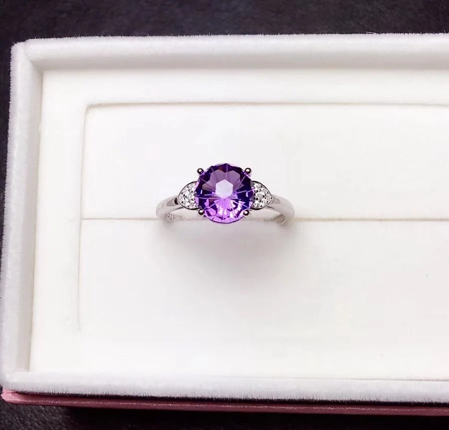Natural Amethyst Ring – 925 Sterling Silver
