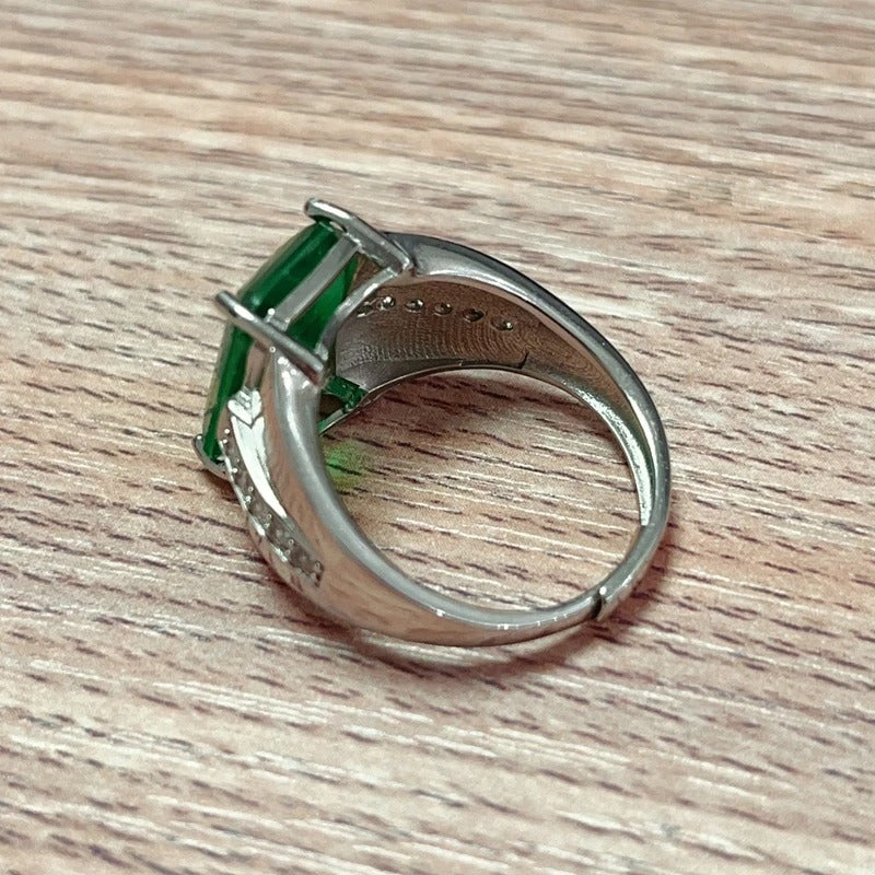 Natural Emerald Men’s Ring 925 Sterling Silver – Bohemian Emerald Gemstone Statement Ring