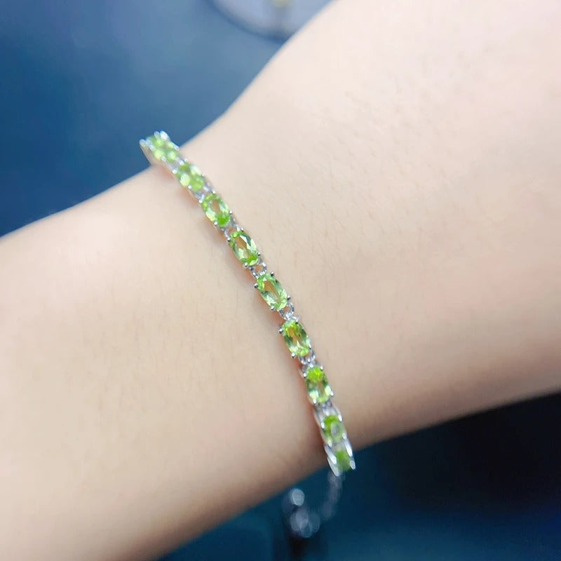 Natural Olivine Bracelet | 925 Sterling Silver Women’s Jewelry