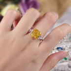 Luxury Fancy Vivid Yellow Diamond-Fire CZ Engagement Ring – 925 Sterling Silver