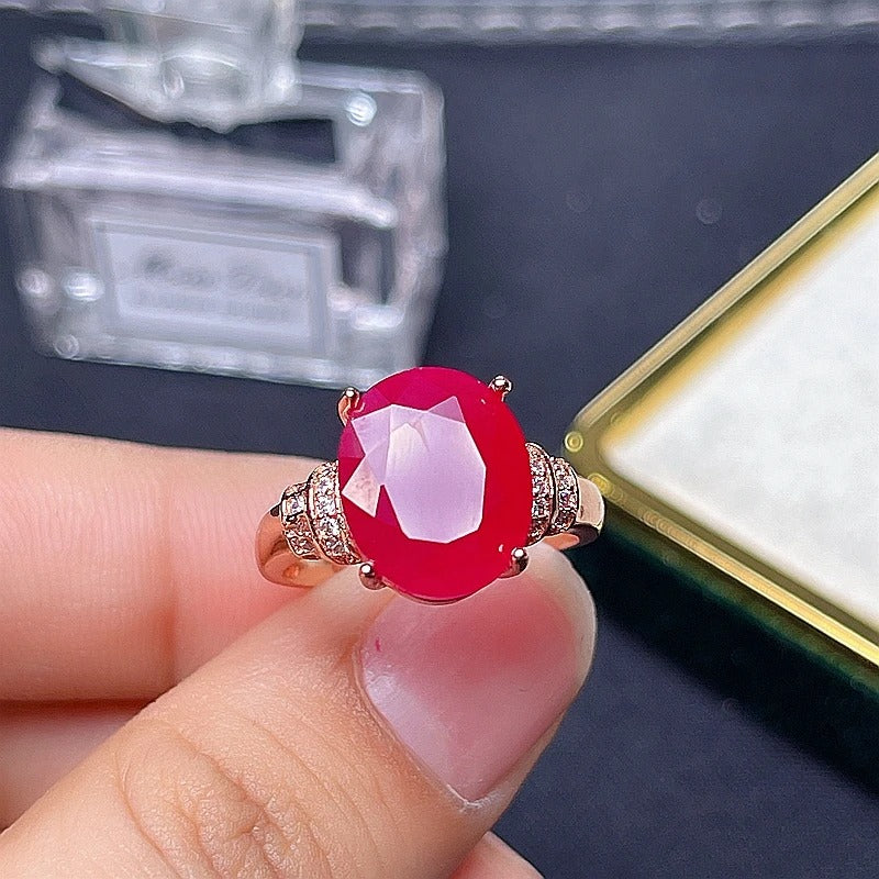 Natural Ruby Ring 925 Sterling Silver Classic Women’s Jewelry
