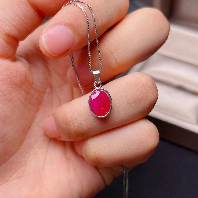 Natural Ruby Necklace 2Ct | 925 Sterling Silver Gold Plated Pendant