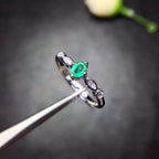 Natural Emerald Ring 925 Sterling Silver | Elegant Women’s Gemstone Ring