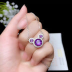 Cartoon Bear Amethyst Necklace – 925 Sterling Silver Cute Fairy Tale Pendant