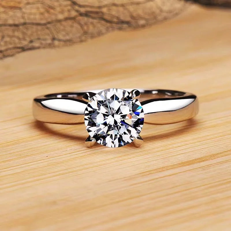 1Ct D Color VVS1 Moissanite Ring | 925 Sterling Silver Engagement Ring
