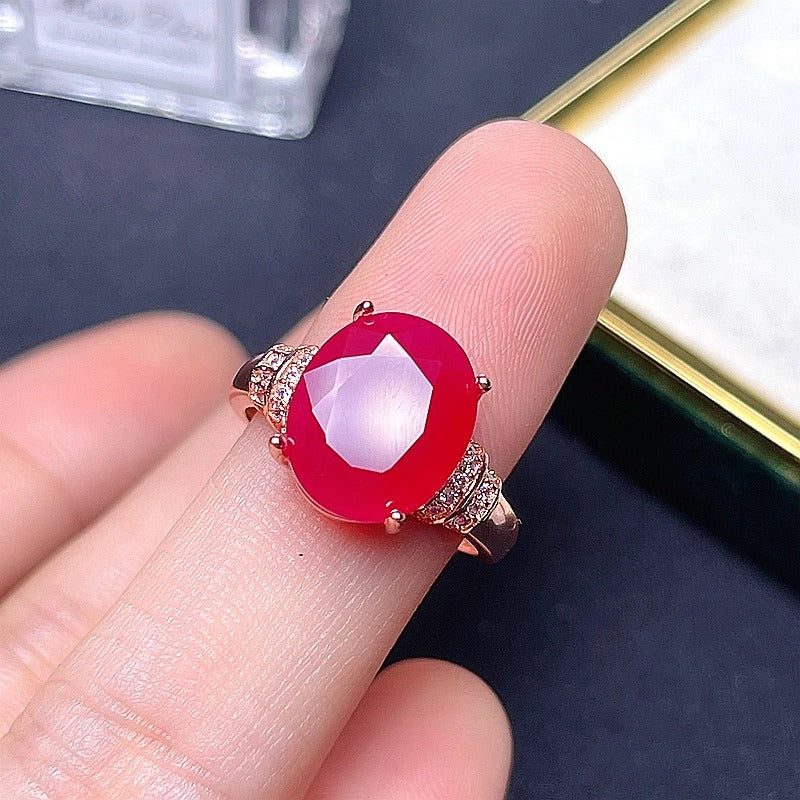 Natural Ruby Ring 925 Sterling Silver Classic Women’s Jewelry