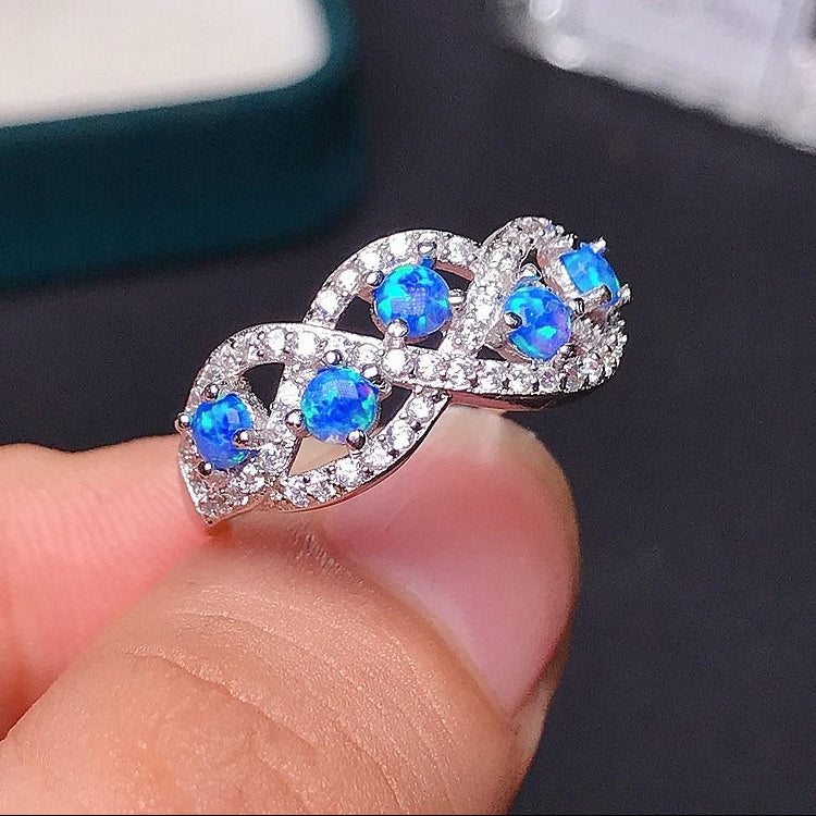 Blue Fire Opal Ring for Women | 925 Sterling Silver | Special Promotion