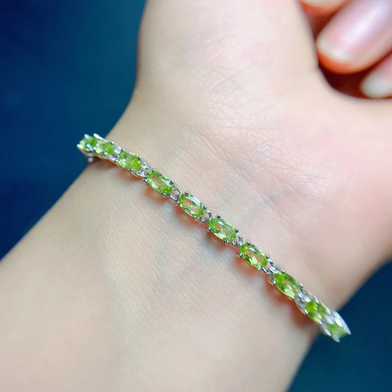 Natural Olivine Bracelet | 925 Sterling Silver Women’s Jewelry