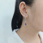 2.87Ct Natural Purple Amethyst Drop Earrings 925 Sterling Silver Vintage Flower