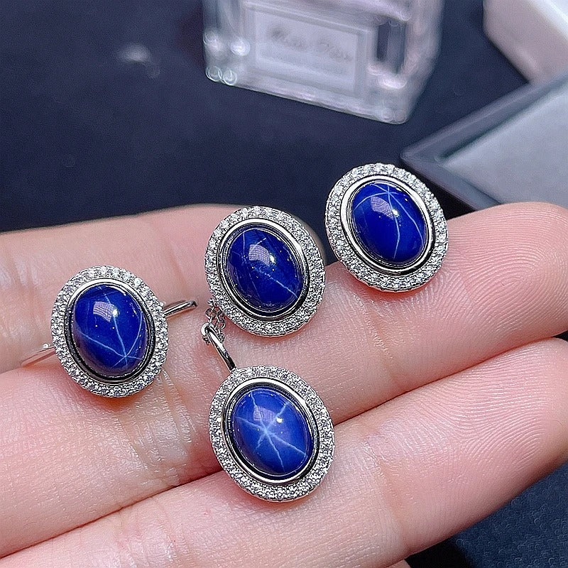 Natural Star Sapphire Jewelry Set | 925 Sterling Silver Party Set