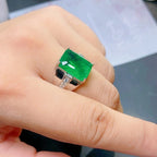Natural Emerald Men’s Ring 925 Sterling Silver – Bohemian Emerald Gemstone Statement Ring