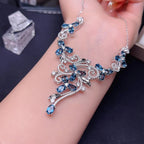 Natural Blue Topaz Necklace | 925 Sterling Silver Solitaire Pendant