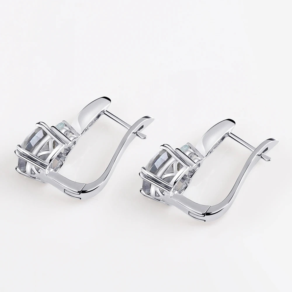 4.44Ct Iolite Blue Mystic Quartz Clip Earrings in 925 Sterling Silver