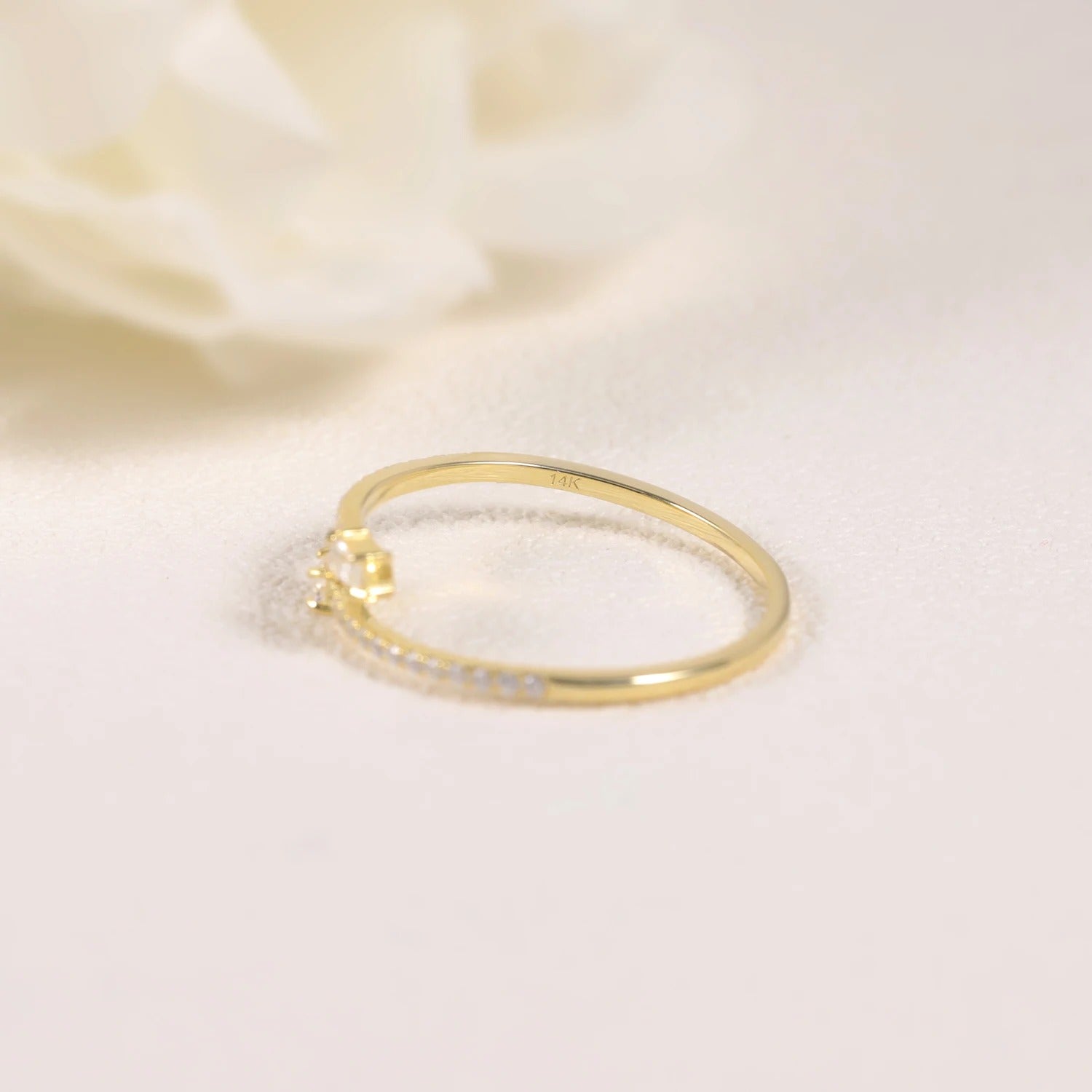 925 Sterling Silver Moissanite Open Ring – Minimal Wedding Band & Stacking Ring