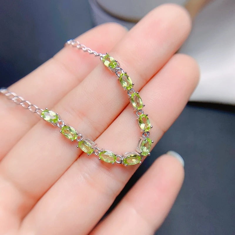 Natural Olivine Bracelet | 925 Sterling Silver Women’s Jewelry