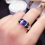 1Ct Natural Tanzanite Men’s Ring – 925 Sterling Silver Statement Ring