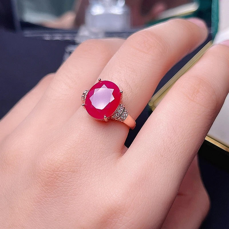 Natural Ruby Ring 925 Sterling Silver Classic Women’s Jewelry