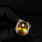 Natural Brazilian Citrine Men’s Ring – 925 Sterling Silver Luxury Gemstone Ring