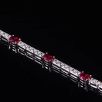 Lab Grown Ruby Tennis Bracelet 925 Sterling Silver