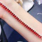 Natural Garnet Tennis Bracelet – 925 Sterling Silver Multi-Stone Women’s Bracelet