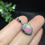 Natural Australian Opal Necklace | Color-Changing 925 Sterling Silver