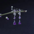 2.87Ct Natural Purple Amethyst Drop Earrings 925 Sterling Silver Vintage Flower