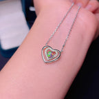 Natural Black Opal Heart Necklace – 925 Sterling Silver Fire Opal Pendant