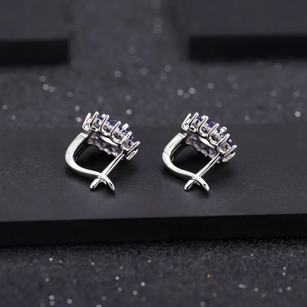 1.89Ct Natural Blue Sapphire Stud Earrings | 925 Sterling Silver Vintage Jewelry