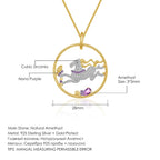 Galloping Horse Amethyst Silver Pendant
