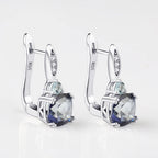 4.44Ct Iolite Blue Mystic Quartz Clip Earrings in 925 Sterling Silver