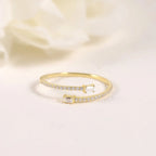 925 Sterling Silver Moissanite Open Ring – Minimal Wedding Band & Stacking Ring