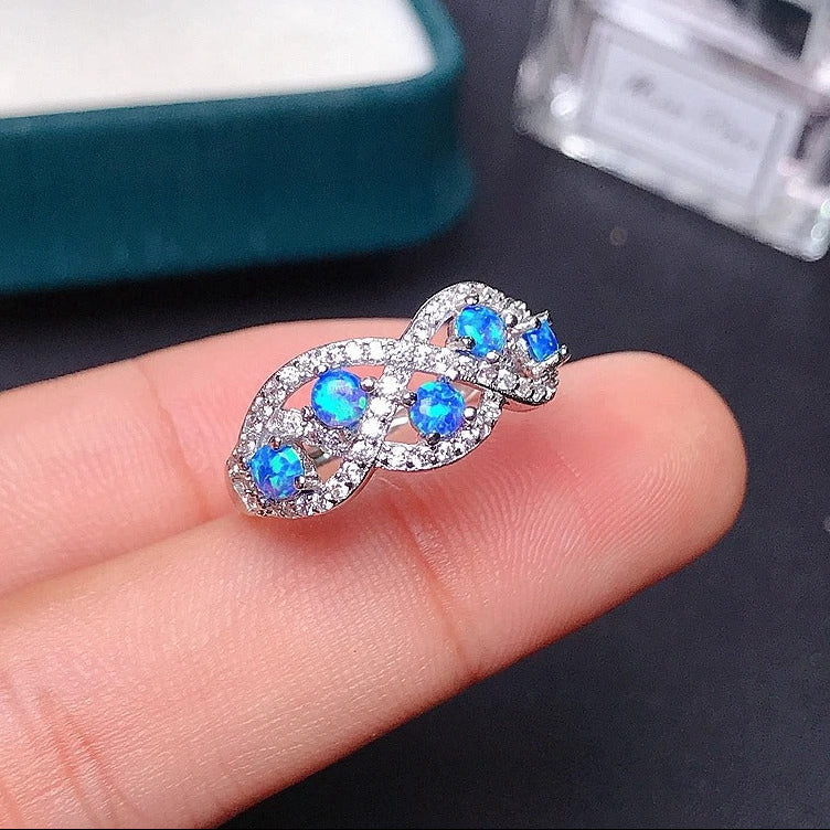 Blue Fire Opal Ring for Women | 925 Sterling Silver | Special Promotion
