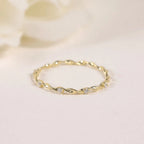 14K Gold Twisted Band Moissanite Ring – 925 Sterling Silver Stackable Wedding Band