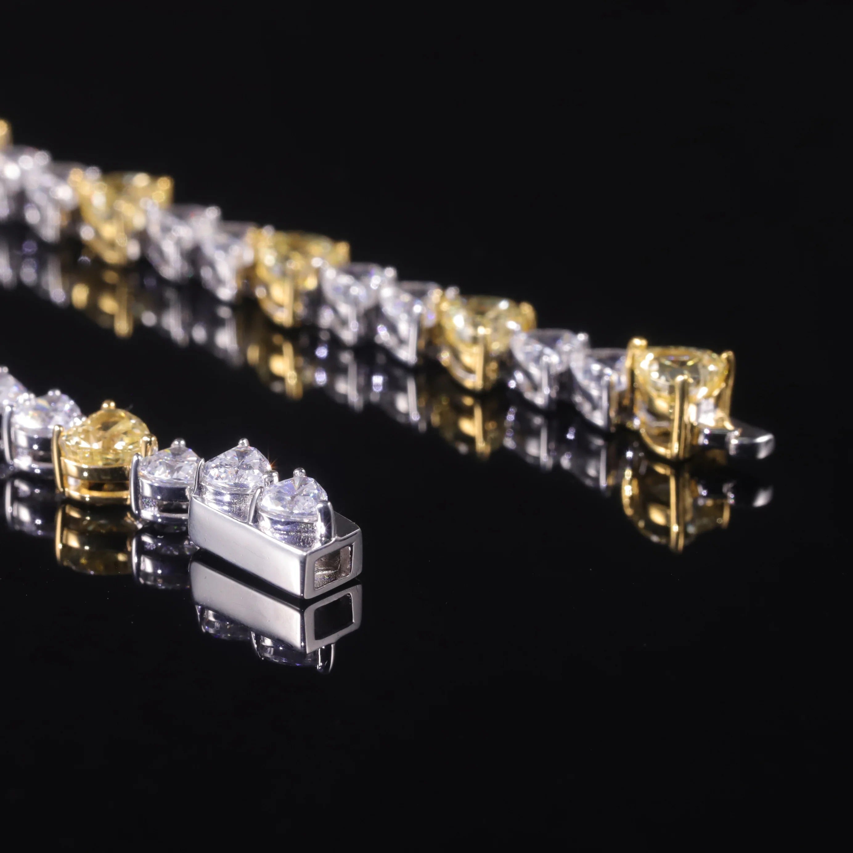 Art Deco Fancy Light Yellow Diamond-Fire CZ Tennis Bracelet – 925 Sterling Silver