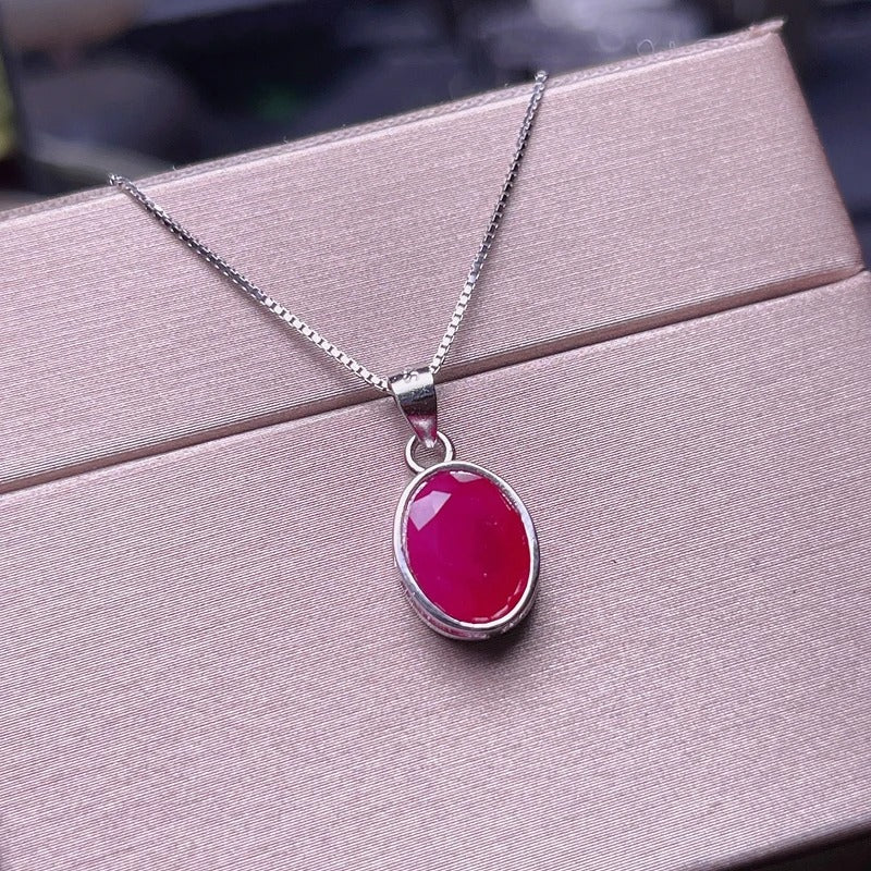 Natural Ruby Necklace 2Ct | 925 Sterling Silver Gold Plated Pendant