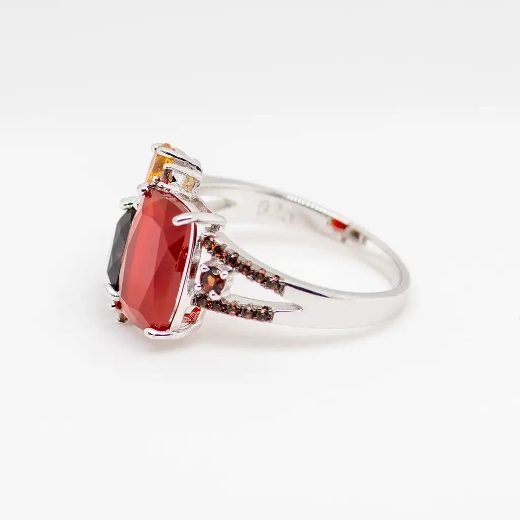 Natural Carnelian Gemstone Ring 925 Sterling Silver