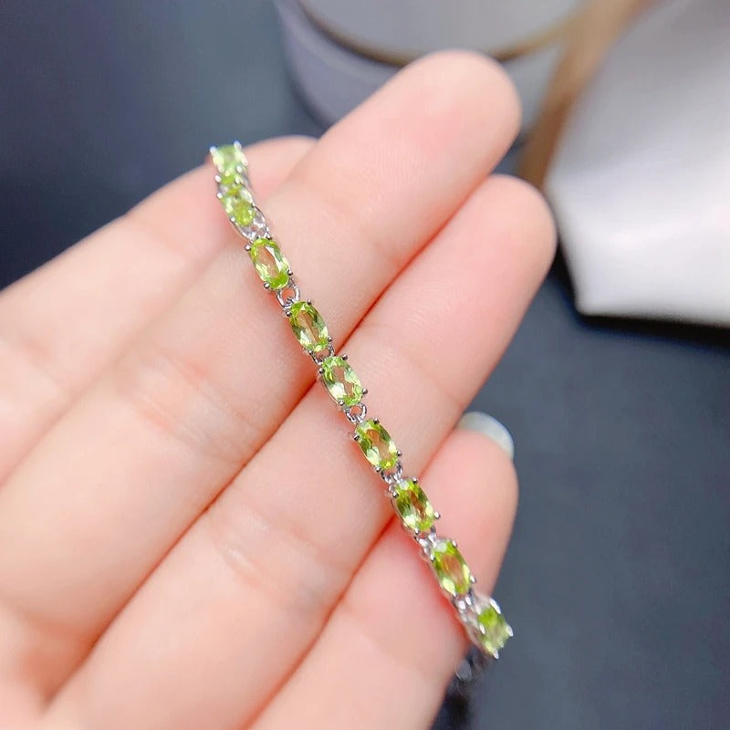 Natural Olivine Bracelet | 925 Sterling Silver Women’s Jewelry