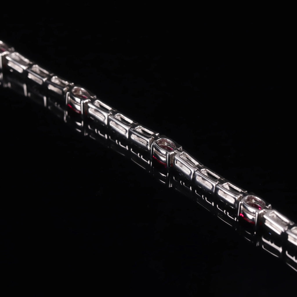 Lab Grown Ruby Tennis Bracelet 925 Sterling Silver